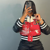 Plataz Autumn 2025 New Trendy People To Repair Short Coloring Baseball Uniform Coat Women DJPT