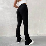 Plataz Women's Clothing 2025 Autumn New High-Rise Repair Micro-Horn Leisure Trousers DJPT