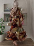 Plataz 2025 New Fashion Temperament Long-Sleeved Round Collar Loose Design Dress Dress Dress Dress Woman