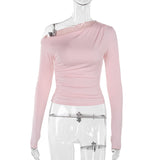 Plataz Autumn 2025 New Women's Clothing Fashion Style Casual Shoulder-Slender Long-Sleeved Top Lady DJPT