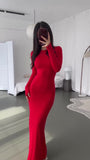 Plataz 2024 Women's Fashion Sexy Tight-Groomed And Comfortable Solid Color Long Dress
