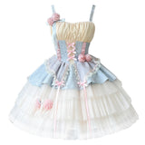 Plataz Rose Peach Wine Lolita Women Sling Dress Everyday Cute Lolita Sweet Dress 6865
