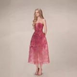 Plataz 2025 Three-Dimensional Flower Lace Perspective Yarn Dress Dress Dress Dress Dress Woman