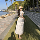 Plataz Bare Back Seaside Holiday Dress Sanya Photo Beach Dress Showing Thin Bubble Sleeves Super Fairy Dress
