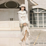 Plataz White Moonlight New Chinese Style Daily New Top Dress Autumn And Winter Set X166