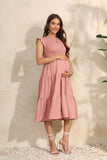 Plataz Summer Women's Flying Sleeves Folded Layered Short-Sleeved Dress Chiffon Pregnant Women's Dress Maternity