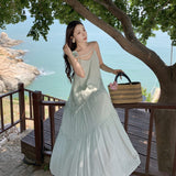 Plataz Style Skirt Sling With Long Skirt French Temperament Dress 2024 New Lazy Wind