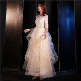 Plataz Dress Women 2025 New Banquet Dignified Atmospheric Elegant Champagne-Colored Host Year-End Dress Spring