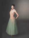 Plataz Lace Spliced Mint Green Sling Dress Dress 2024 Summer Super Fairy Temperament Niche Design Thin Mesh Dress