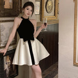 Plataz Niche Hepburn Style Temperament Sexy Sleeveless Shoulder Hanging Neck Dress Female Summer High-Sensing Dress Small Black Dress