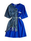 Plataz Hong Kong Flavor Temperament With Belt Round Tie Color Denim Shirt Spring New Chic Leisure Medium DJPT