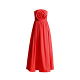 Plataz Women's Dress 2025 Spring New Women's Dress Red Mostly Roses Spliced Bra Long Dress Women