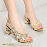 Plataz New Flat-Soled Sandals Women Wear High Heels Golden Water Drill Bohemian Diamond Beach Women's Shoes Coarse High Quality Shoes