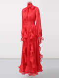 Plataz Court Style Tie Design High-End Retro 2025 New Women's Summer Solid Dress
