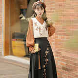Plataz Maple Chinese Costume Chinese Style Improvement Han Element Vest Shirt Half Skirt Set 8959