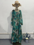 Plataz Summer Women's Fashion Fashion Printed Long Dress Elegant Dress With Long Sleeves