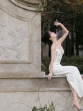 Plataz Shuxin's Design Of The Same Water-Drilled Sling Dress Female Senior Sense V-Neck Body Banquet Bag-Gown Dress Dress
