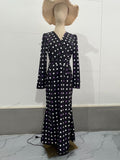 Plataz Chic French Wave Dot Dress Temperament V-Necked Hip Dress Tice With Waist Display Skinny Bottom Skirt