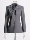 Plataz English Style Suit 2025 New V Tie With Single Buckle Senior Gray Coat Top Lady