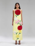 Plataz Large Flower Three-Dimensional Decoration Splicing 2025 New Solid Color Sling Skirt Loose Dress