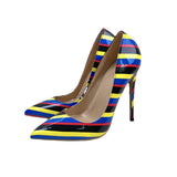 Plataz Color Striped High Heels 12CM Pointed Thin-Heeled Women's Shoes Banquet Shoes High Quality Shoes