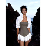 Plataz Niche Design Hottie Bumps Into Waist Lotus Leaf-Side Skirt Stitched With Bra Dress Suit Woman