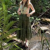 Plataz And Summer New Fashion Women's Silk Silk Print Skirt Dress Large Hundred Fold Skirt DJPT