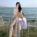 Plataz Long Sweet Hottie Beach Dress Women's Broken Flower Dress Sanya Thailand Seaside Holiday Dress Summer