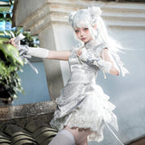 Plataz Teased Original Silver Moon Lolita Female Lolita Apron Trouser Dress Everyday Cute Set 7126