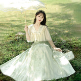 Plataz Blue Poetry Chinese Style Improvement Han Elements Women's Outer Sling Skirt Suit 9069