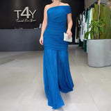 Plataz 2024 Slanted Shoulder-To-Shoulder Dress Slim Slim Spliced Fishtail Dress