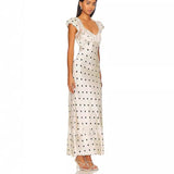 Plataz Dress Xin French Style Fascling Dress Fairy Temperament Sexy Bare Back Seaside Print Dress