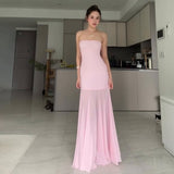Plataz 2025 New Solid-Colored Sleeveless Chest-Width Roll-Back Hip-Upper Dress