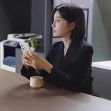 Plataz 2025 Black Small Suit Collar Lady Workplace Coat