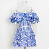Plataz New Australian Trendy Design Elegant Short Dress Word Collar Lanky Thin Dress Woman