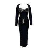 Plataz High-End Light Luxury Famous Wind Hot Diamond Banded With Dress Temperament Elegant Dress Dress Dress