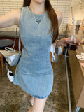 Plataz Vintage Denim Embroidered Sleeveless Vest Dress Woman's New Summer 2025 Temperament