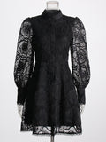 Plataz Retro Court Dress Women's Dress 2025 Early Spring New Lace Embroidery Jed Flower Collection Waist Thin Skirt