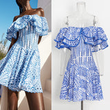 Plataz New Australian Trendy Design Elegant Short Dress Word Collar Lanky Thin Dress Woman