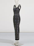 Plataz Hottie Bag Hip Dress 2025 Summer New U Collared Back With Diamond Lady Hanging Dress Dress
