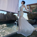 Plataz Holiday Style Sexy Perspective Chiffon Flower Bra Dress Female Design Sense Of Body Quality Dress