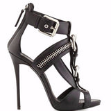 Plataz New Women's Sandals High Heel Metal Buckle Zipper Punk Fish Mouth Fine With The Original List High Quality Shoes