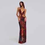 Plataz Autumn 2025 New Temperament Sexy Leopard Print Holiday Hollow Dress DJPT