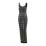 Plataz Hottie Bag Hip Dress 2025 Summer New U Collared Back With Diamond Lady Hanging Dress Dress