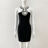 Plataz New Fashion Set Hollow Ring Bandid Tight Women's Party Sleeveless Dress