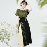 Plataz Design Liulu Green Chinese Style Improvement Han Elements Han Suit Women's Coat Sling Half Skirt Set 8705