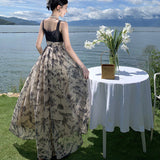 Plataz Sling Dress Summer New High-Waisted Splicing Strap Bra Dress Seaside Holiday Dress