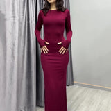 Plataz 2024 Women's Fashion Sexy Tight-Groomed And Comfortable Solid Color Long Dress