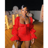 Plataz Ebay Women's Fashion Casual Tie-Tie-Bubble-Bubble-Sleeved Dress DJPT