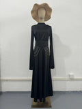 Plataz 2024 New Court Feng Sleeve Dress With Half-High Collar Long-Sleeved Dress